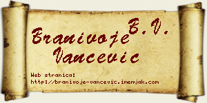 Branivoje Vančević vizit kartica